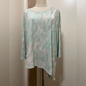 Chicos Women’s Size XL Tunic Tie Dye Asymmetric Hem Scoop Neck